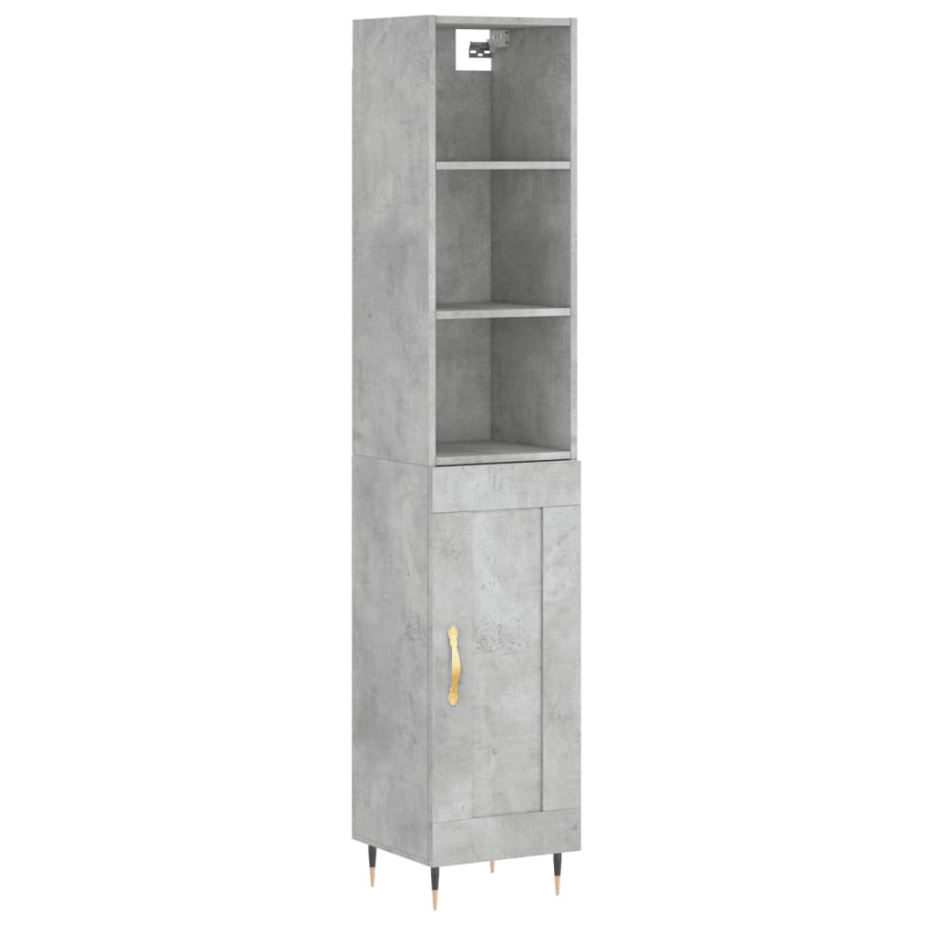 vidaXL Credenza Grigio Cemento 34,5x34x180 cm in Legno Multistrato