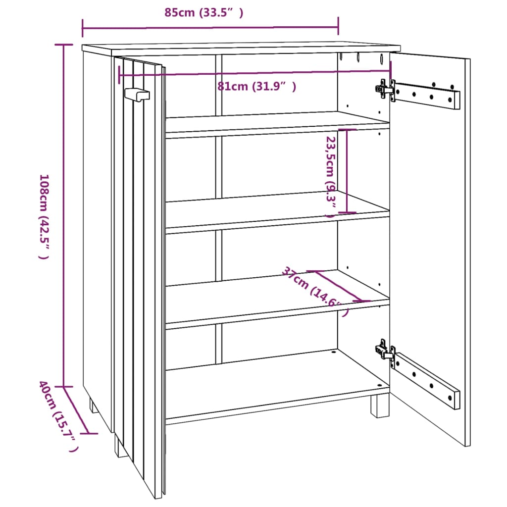 vidaXL Scarpiera HAMAR ambra 85x40x108 cm in Legno Massello di Pino