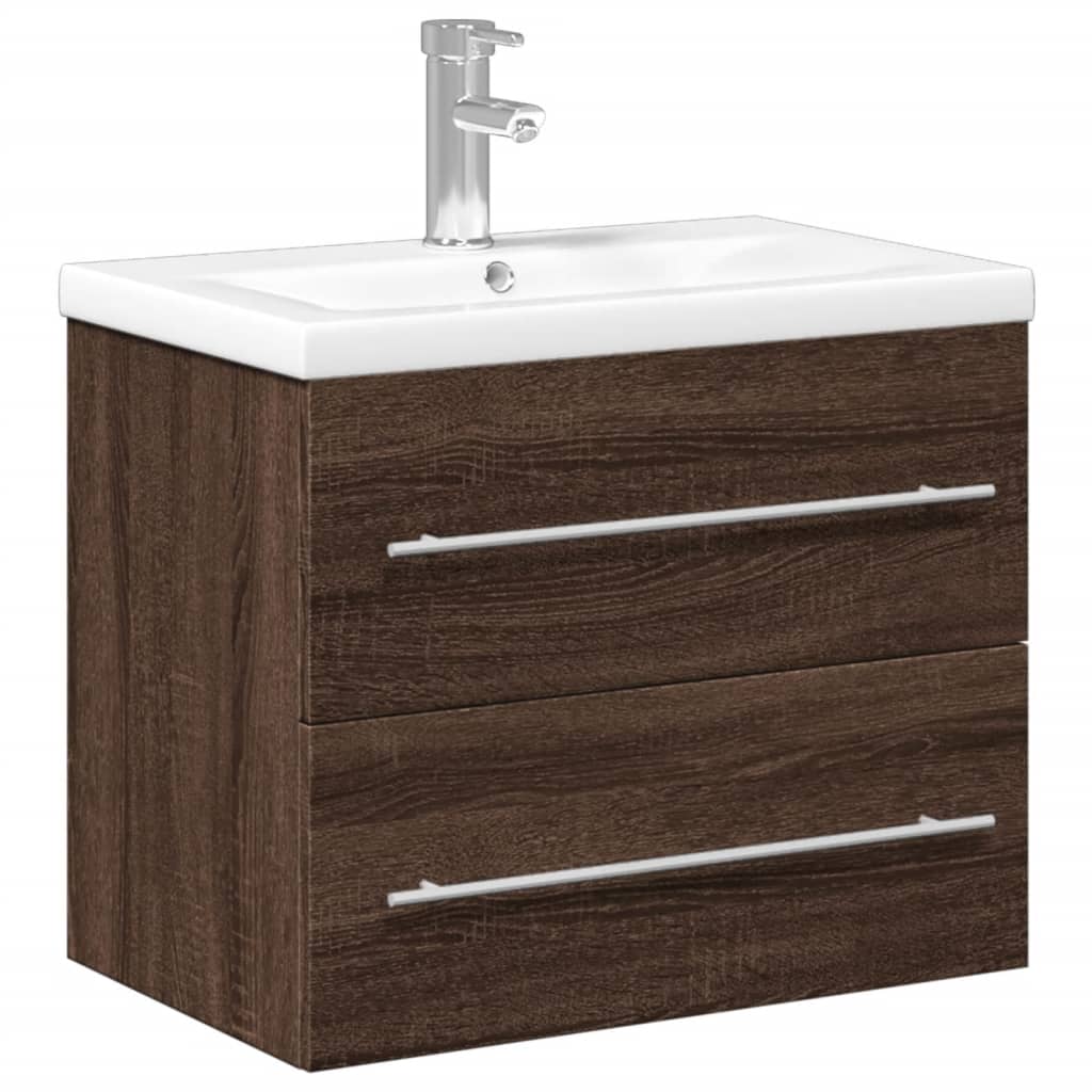 vidaXL Mobile da Bagno con Lavabo Integrato Rovere Marrone