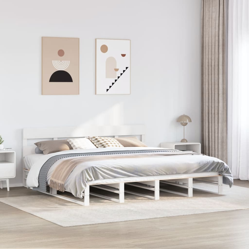 vidaXL Letto senza Materasso Bianco 180x200 cm Legno Massello di Pino