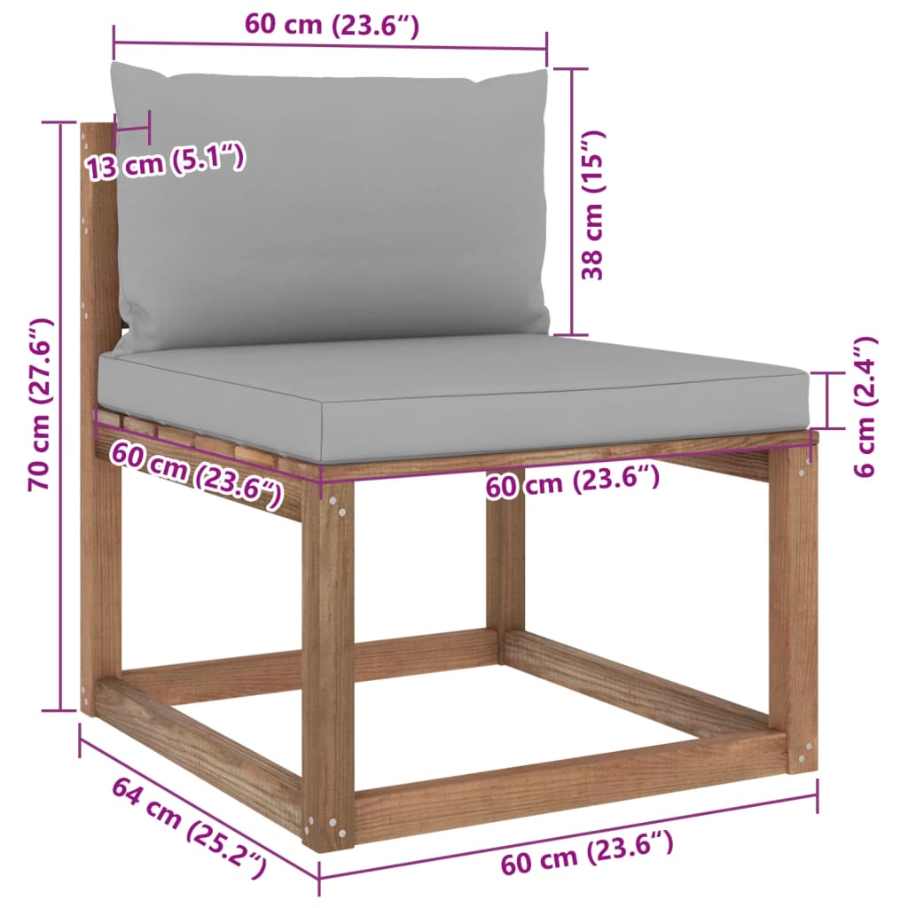 vidaXL Divano Giardino Pallet a 4 Posti Cuscini Legno Pino Impregnato