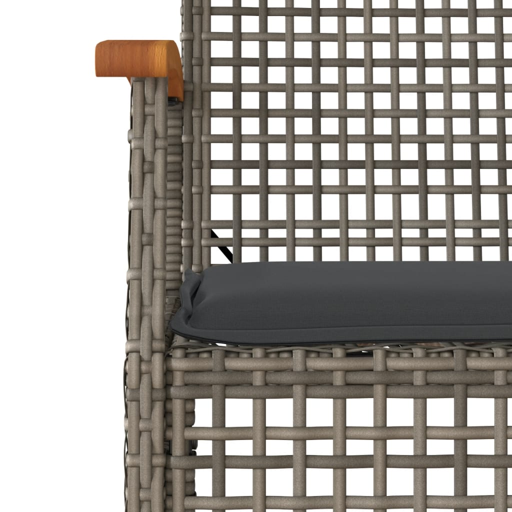 vidaXL Sedie da Giardino con Cuscini 2pz Grigie in Polyrattan e Acacia