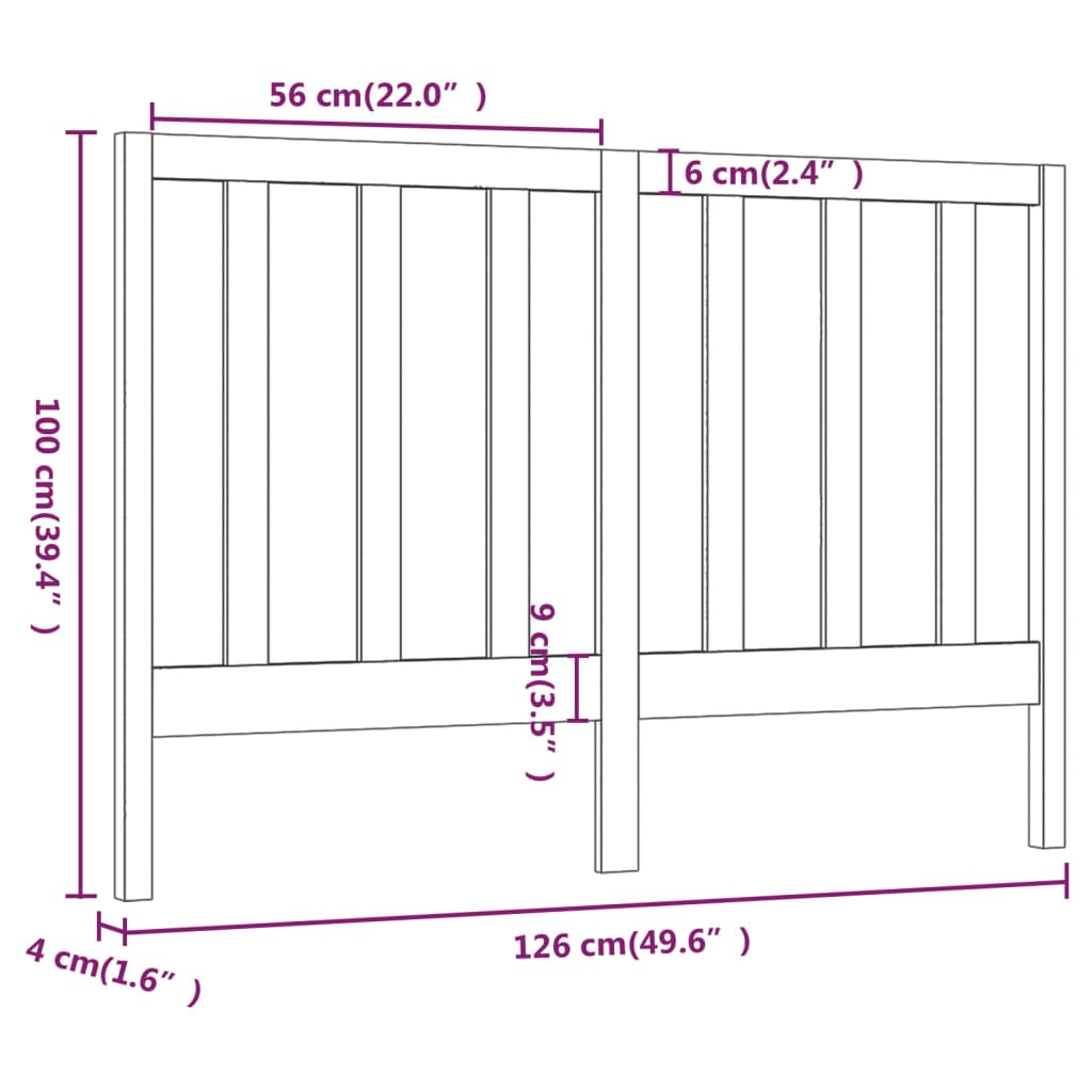 vidaXL Testiera per Letto ambra 126x4x100 cm in Legno Massello di Pino