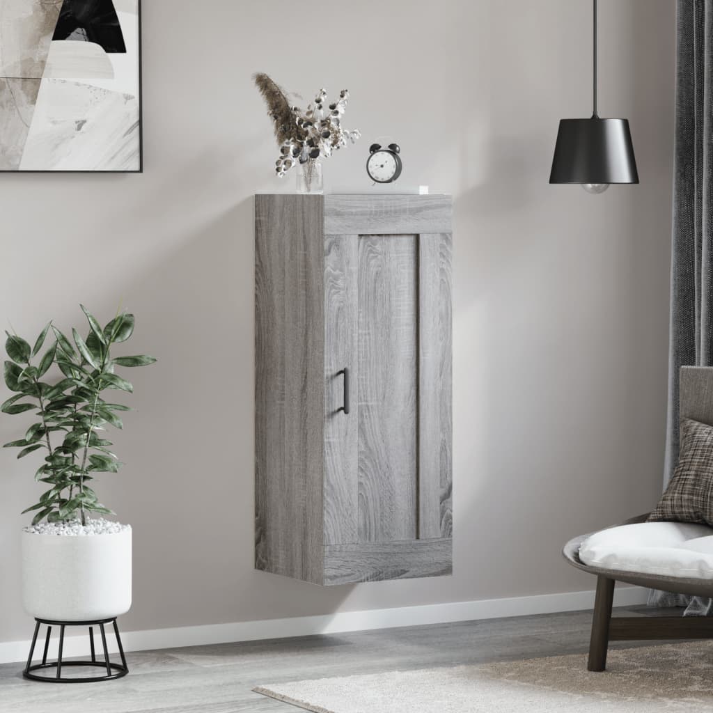 vidaXL Mobile a Parete Grigio Sonoma 34,5x34x90 cm Legno Multistrato