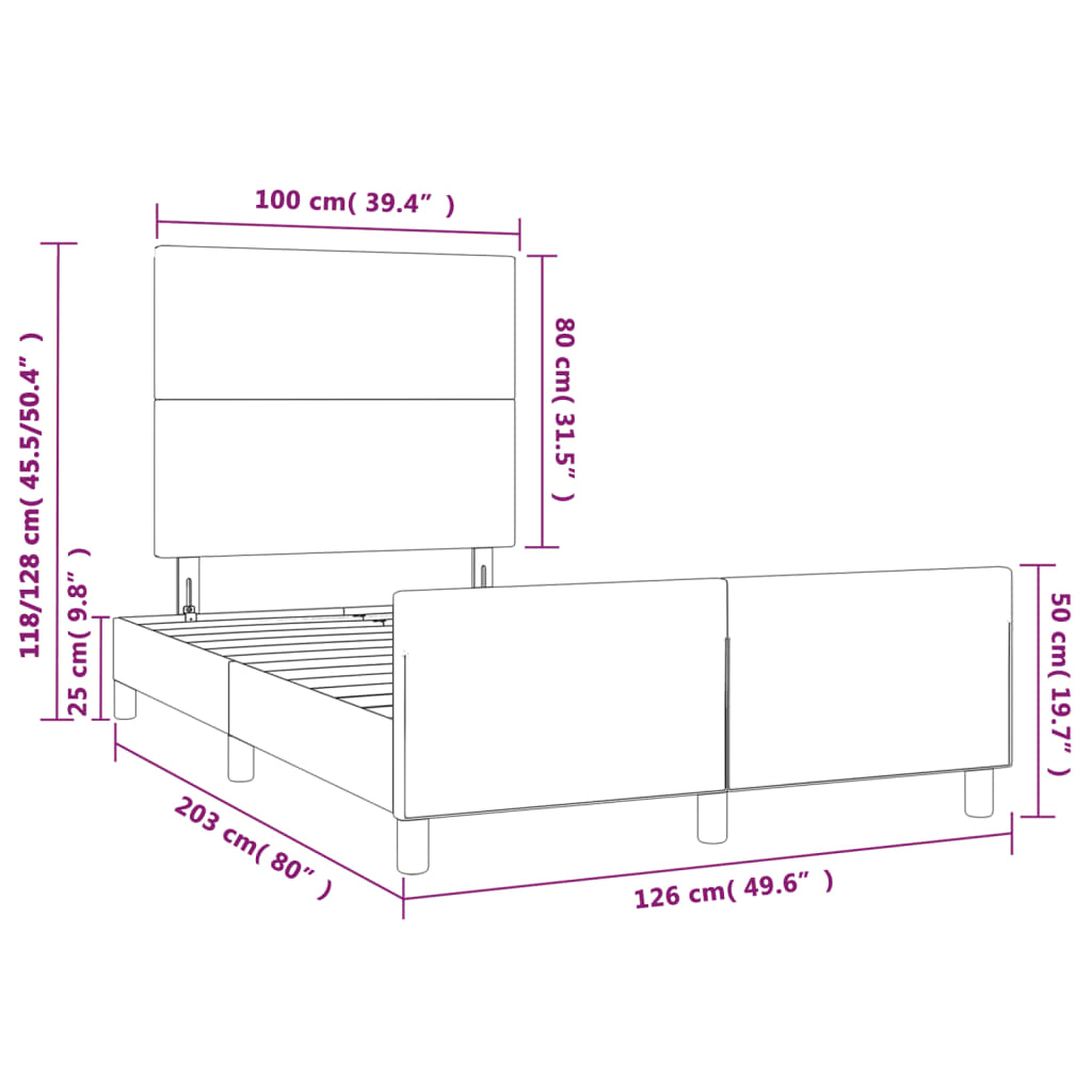 vidaXL Giroletto con Testiera Bianco 120x200 cm in Similpelle