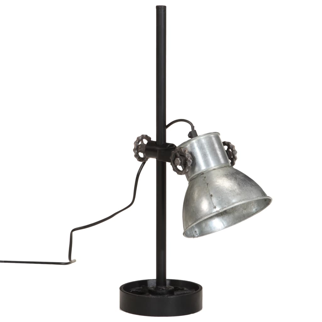 vidaXL Lampada da Scrivania 25 W Argento Vintage 15x15x55 cm E27