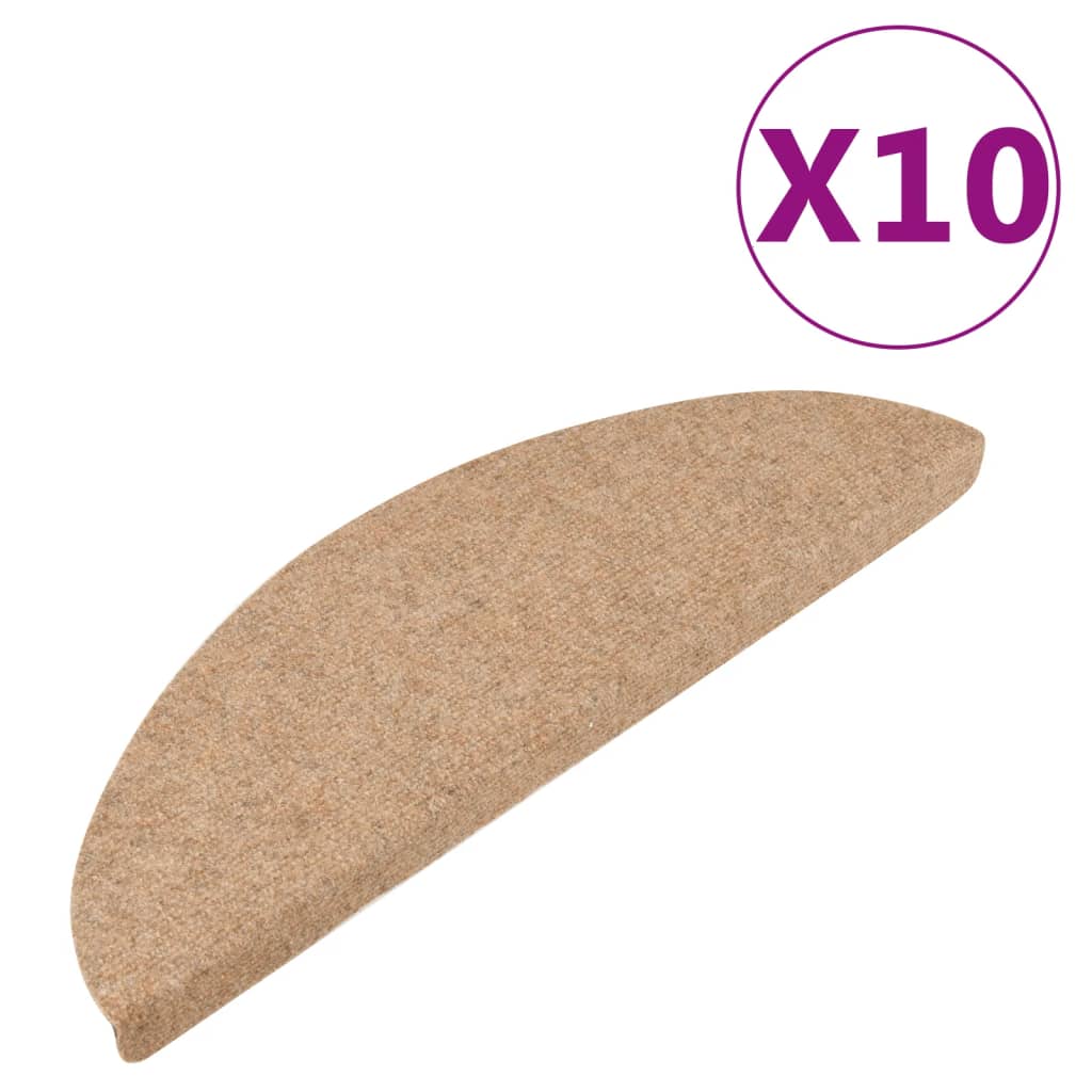 vidaXL Tappetini Autoadesivi per Scale 10pz Beige 56x17x3 cm