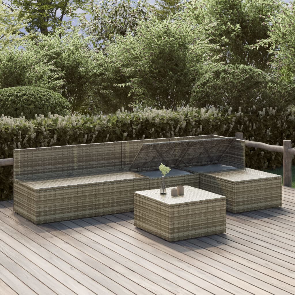 vidaXL Set Divani da Giardino 6 pz con Cuscini in Polyrattan Grigio