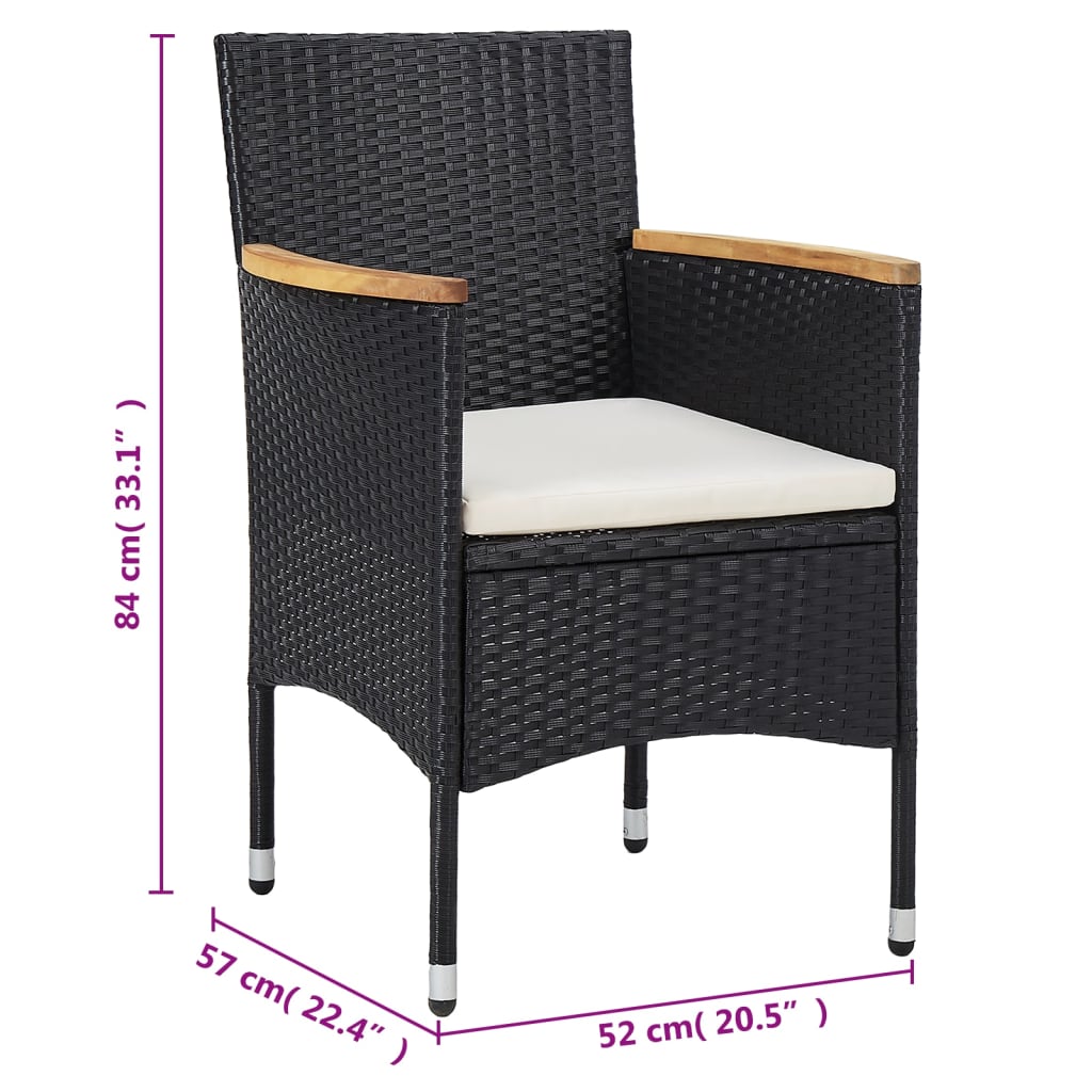 vidaXL Set da Pranzo da Giardino 11 pz in Polyrattan Nero