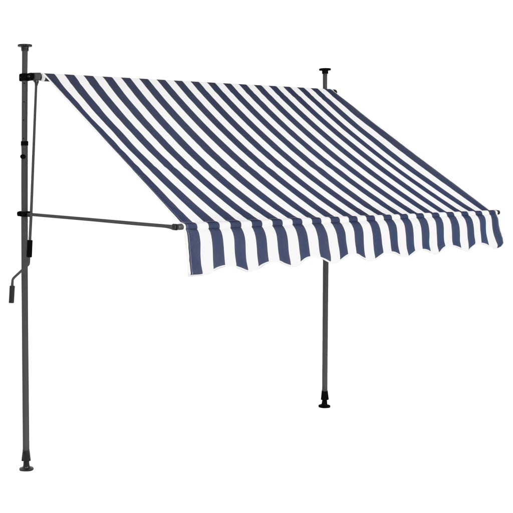 vidaXL Tenda da Sole Retrattile Manuale con LED 150 cm Blu e Bianca