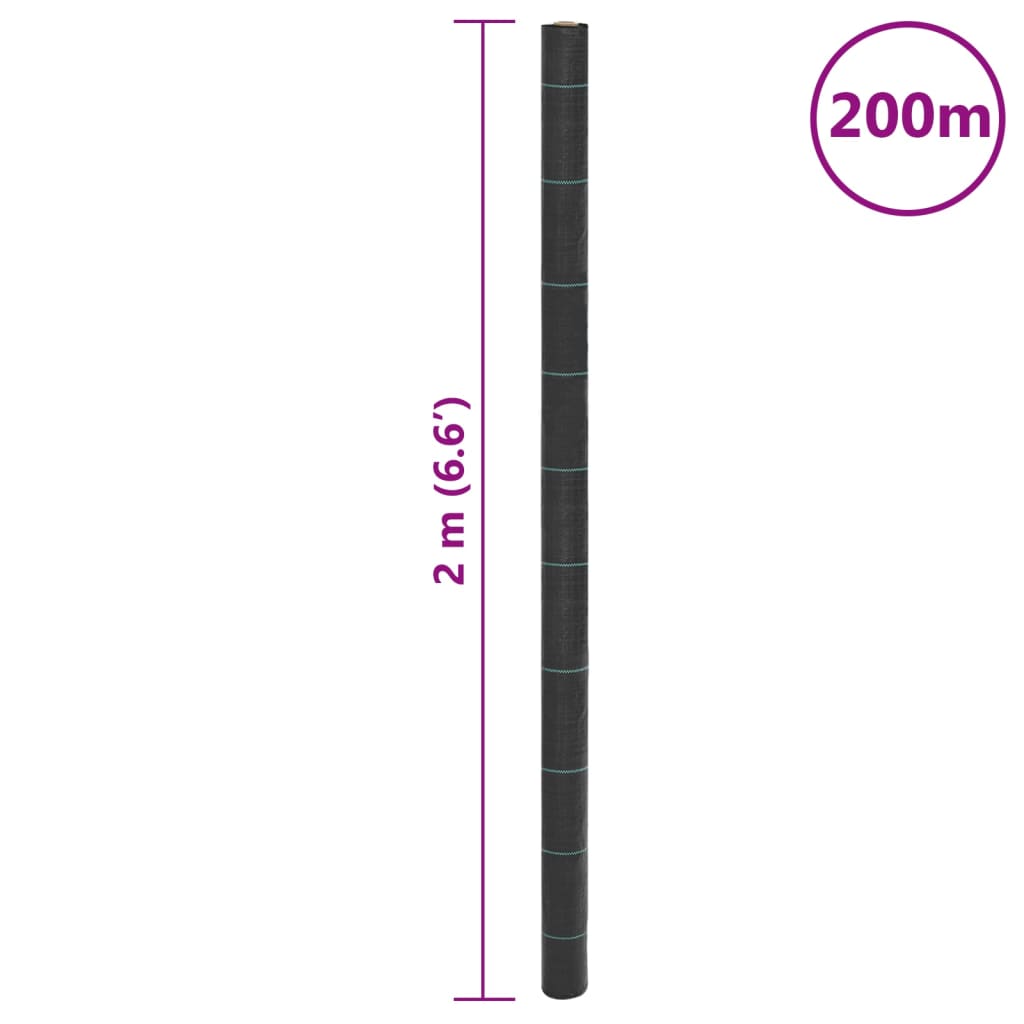 vidaXL Membrana Antierbacce Nera 2x200 m in PP