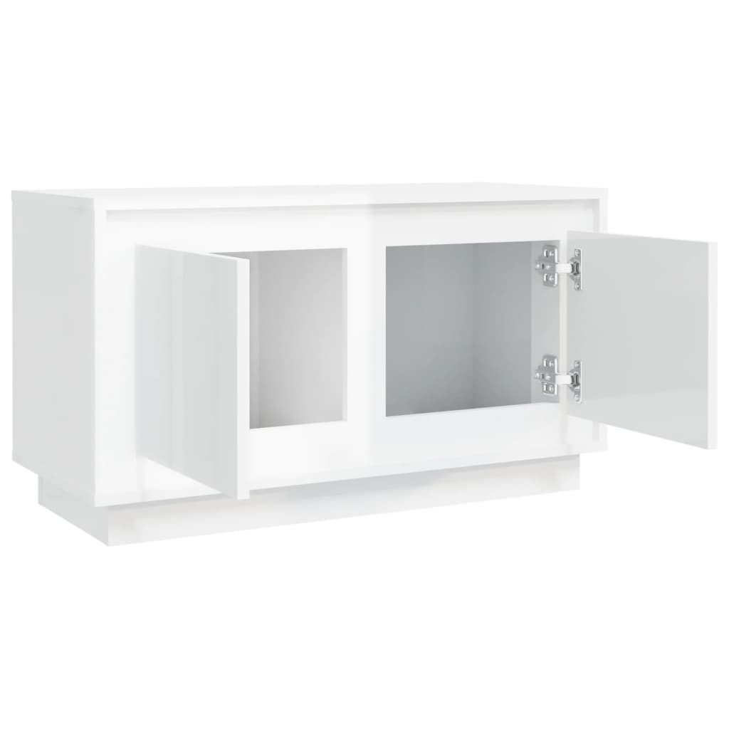 vidaXL Mobile Porta TV Bianco Lucido 80x35x45 cm in Legno Multistrato