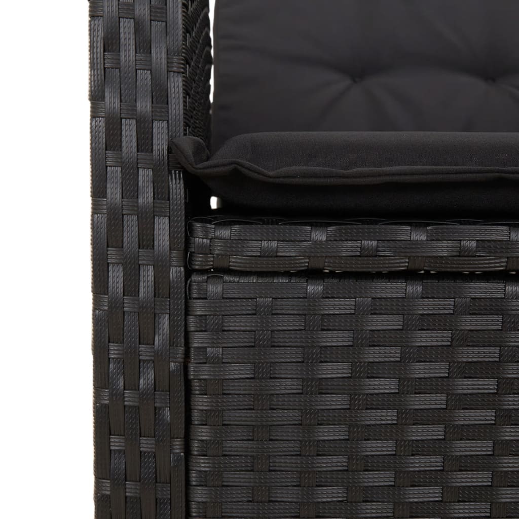 vidaXL Sedie Reclinabili da Giardino 2 pz con Cuscini Nero Polyrattan