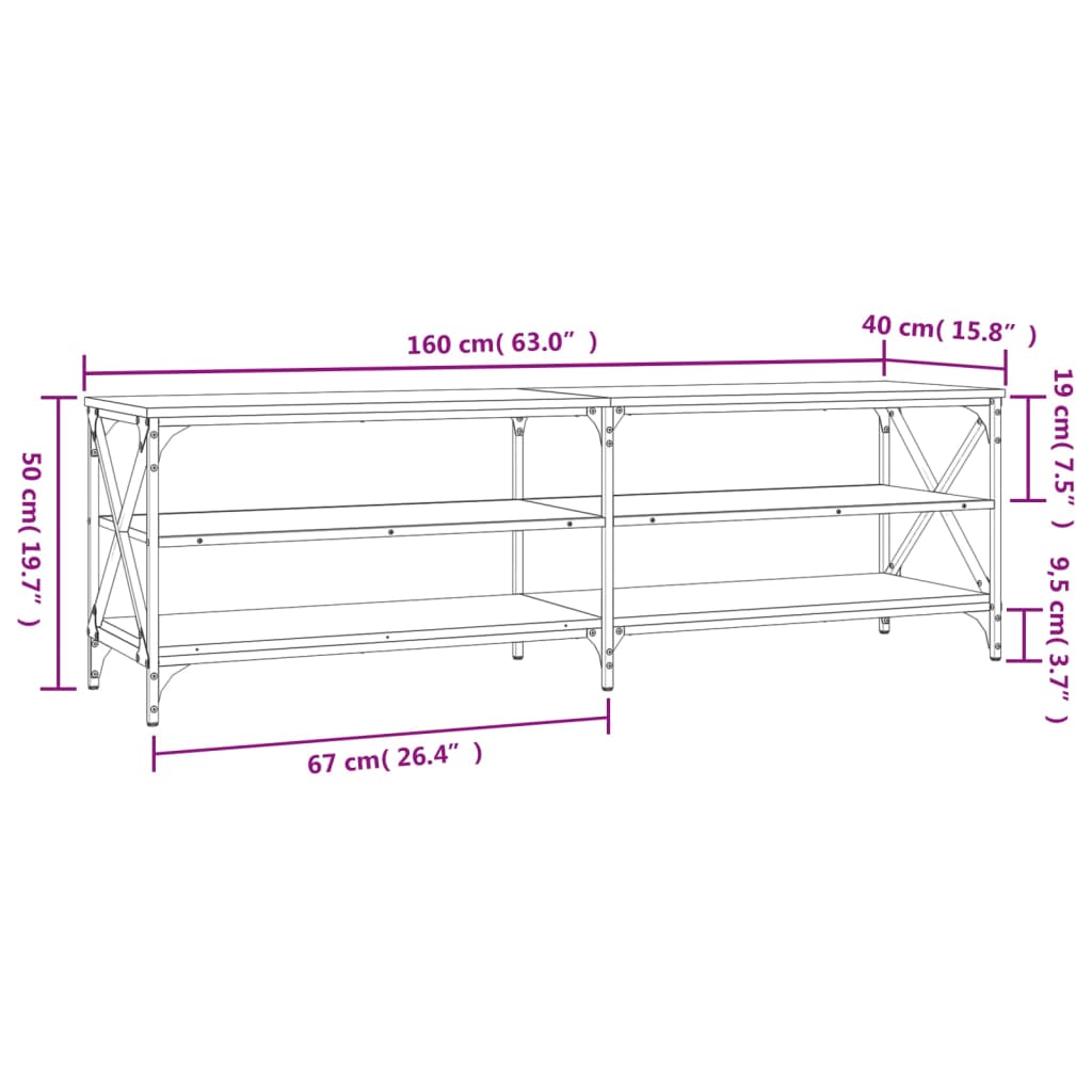 vidaXL Mobile TV Rovere Fumo 160x40x50 cm in Legno Multistrato