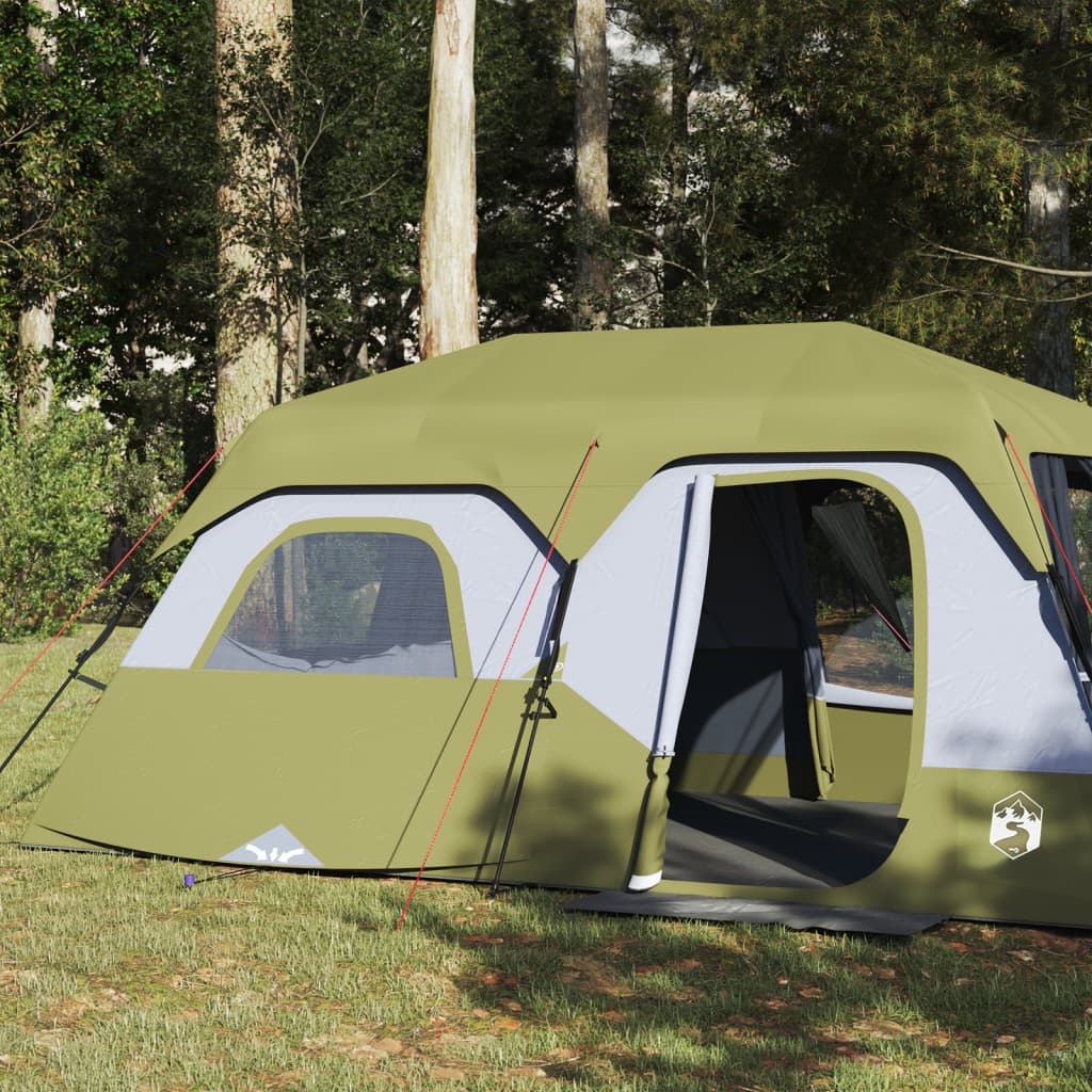 vidaXL Tenda Campeggio 9 Persone Verde Rilascio Rapido Impermeabile