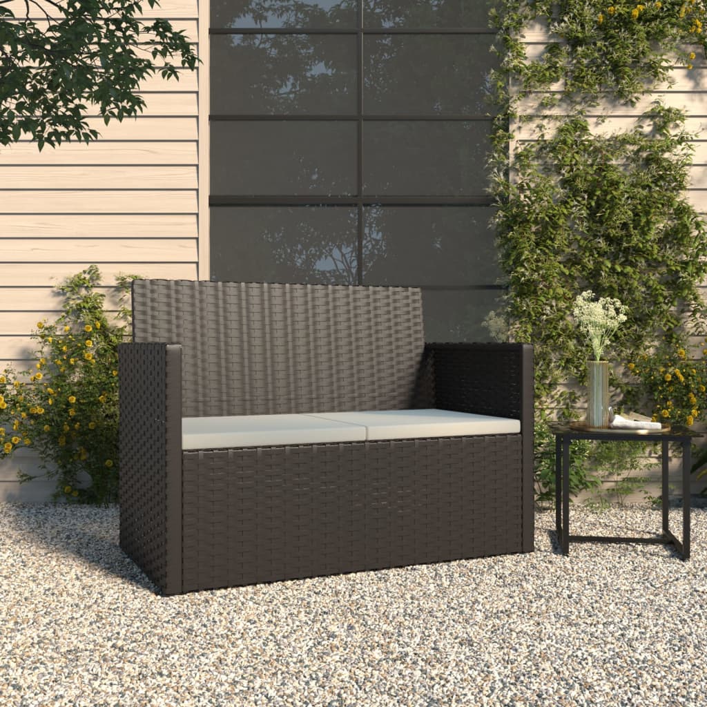 vidaXL Panca da Giardino con Cuscini Nera 105 cm in Polyrattan