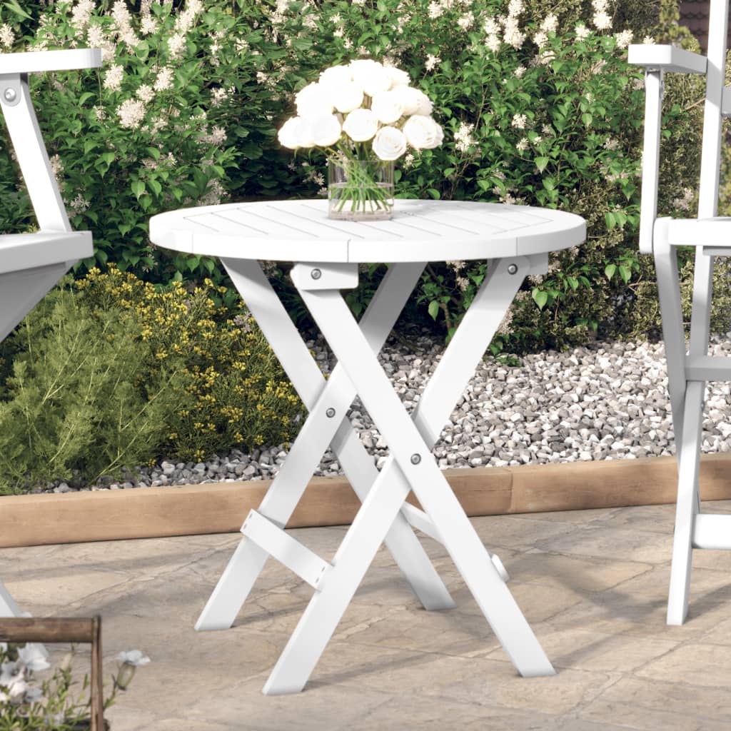 vidaXL Tavolo da Giardino Pieghevole Bianco Ø 46 cm Massello di Acacia