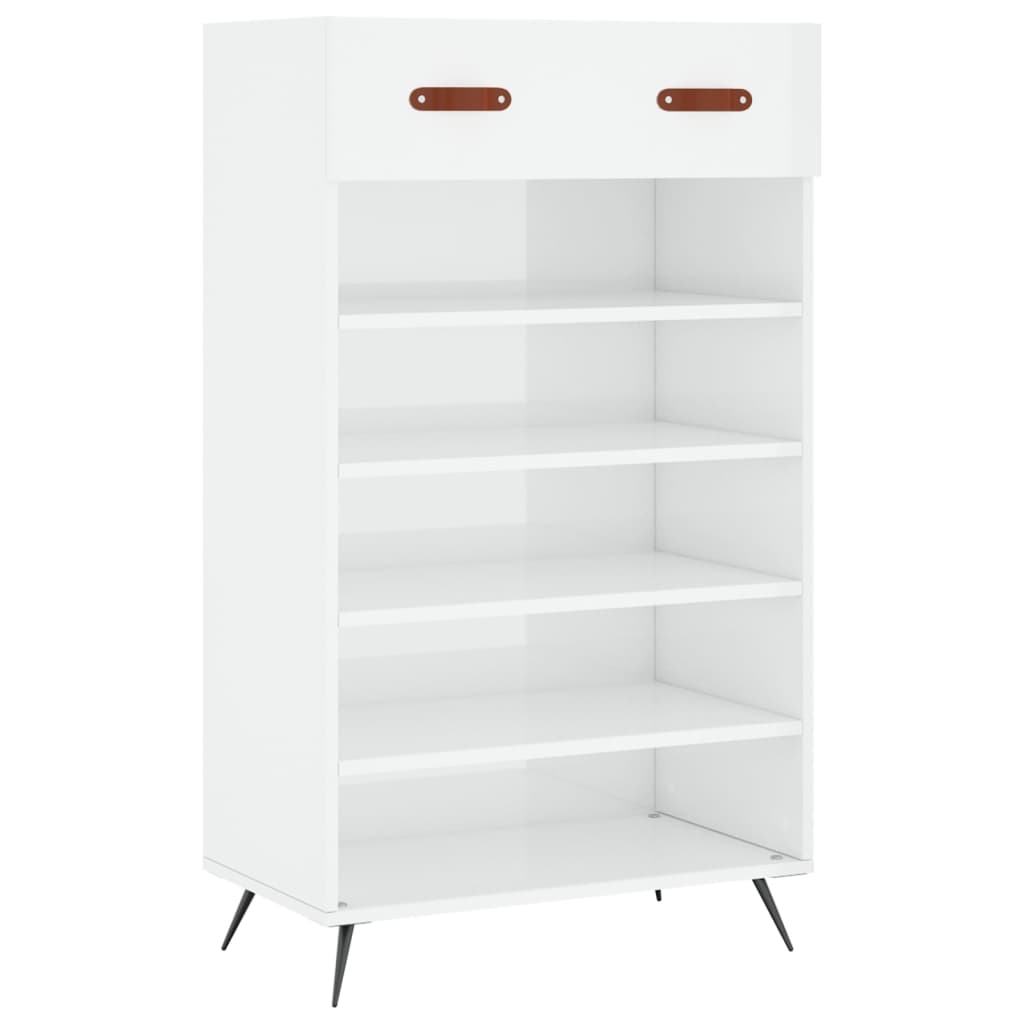 vidaXL Scarpiera Bianco Lucido 60x35x105 cm in Legno Multistrato