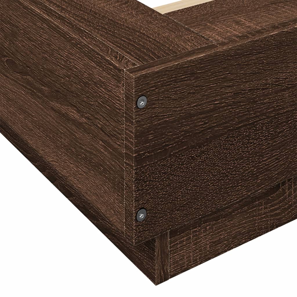 vidaXL Giroletto Luci LED Rovere Marrone 140x190 cm Legno Multistrato