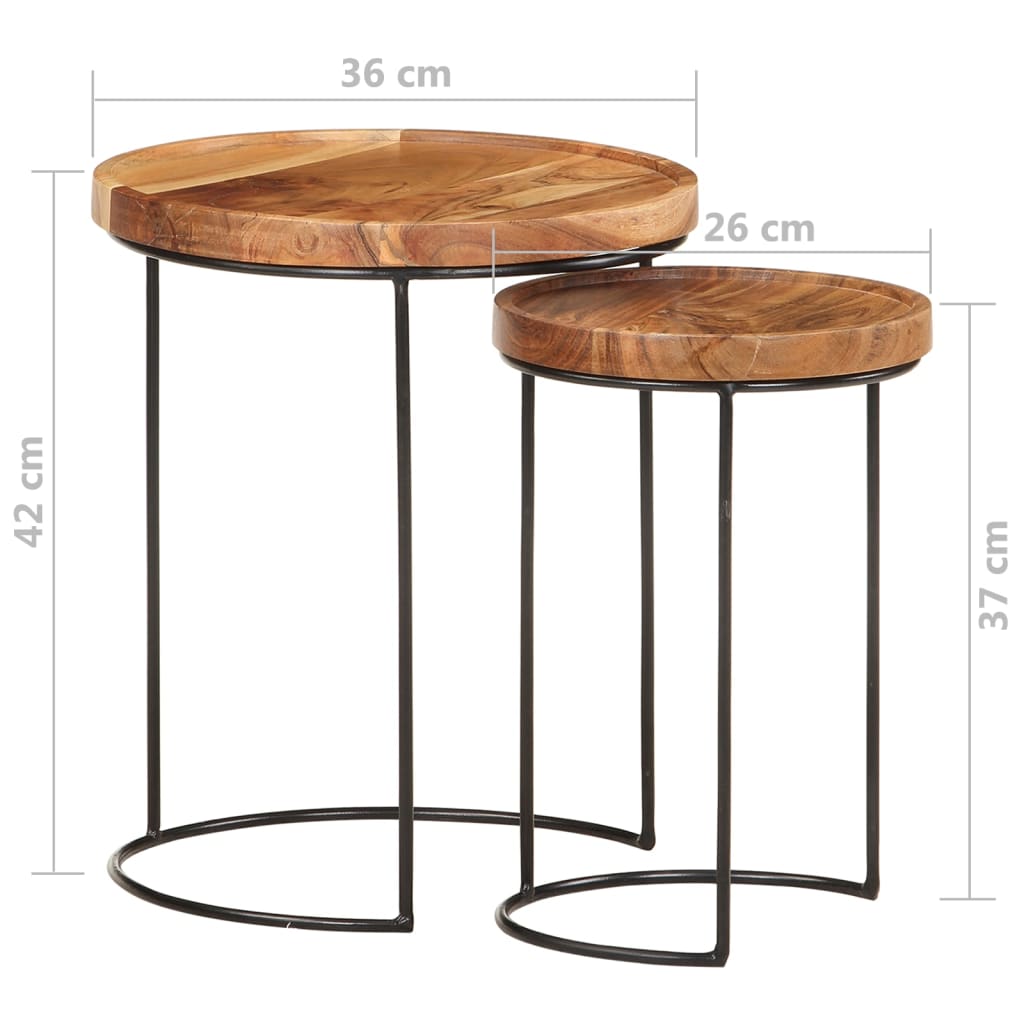 vidaXL Set Tavolini da Salotto 2 pz Legno Massello di Acacia e Acciaio