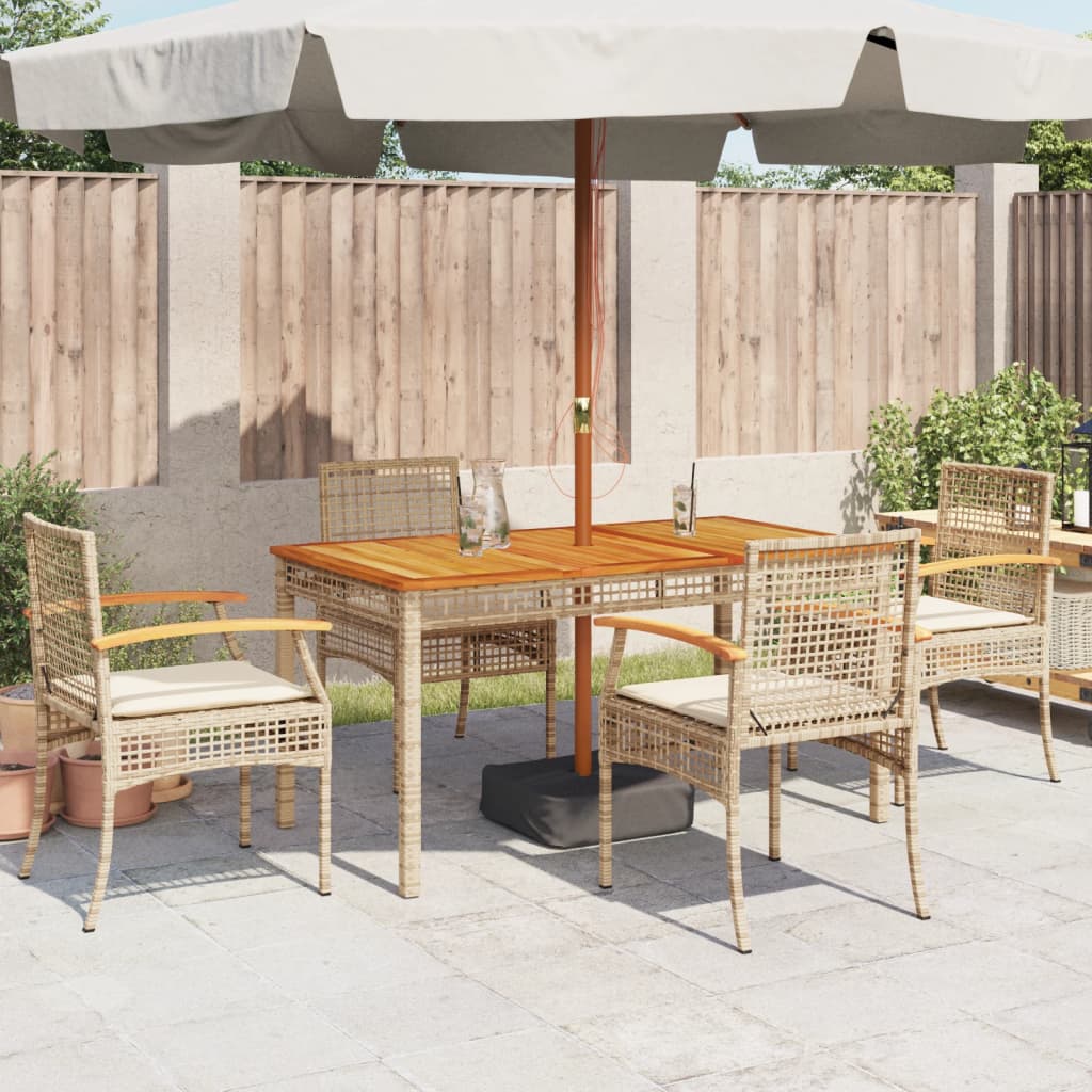 vidaXL Sedie da Giardino con Cuscini 4 pz Beige in Polyrattan e Acacia