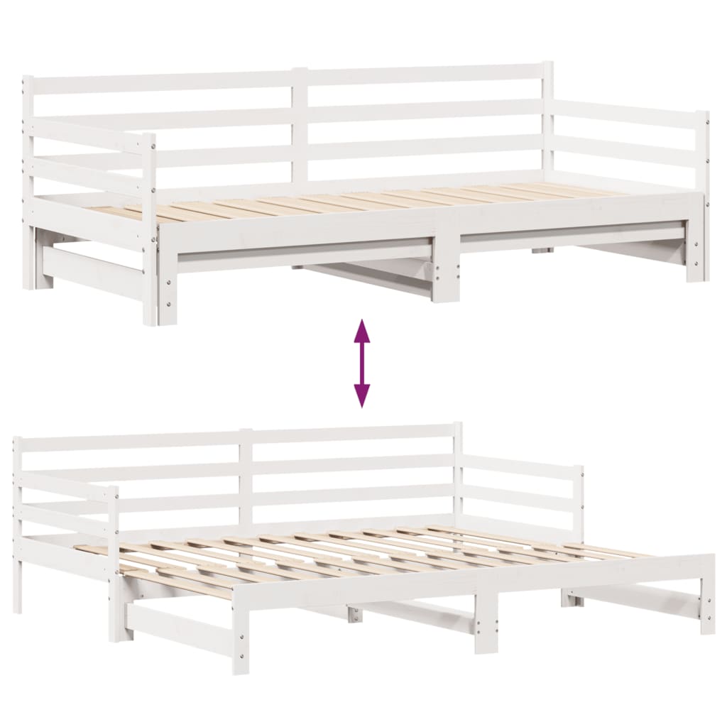 vidaXL Dormeuse Letto Estraibile e Cassetti Bianco 90x190cm Legno Pino