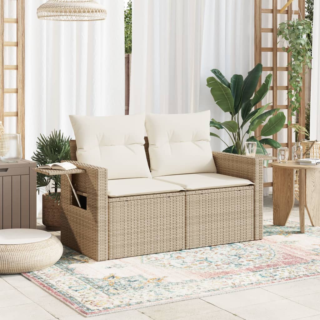 vidaXL Divano da Giardino con Cuscini a 2 Posti Beige in Polyrattan