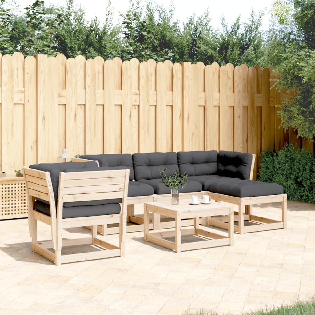 vidaXL Set Divani Giardino 6 pz con Cuscini in Legno Massello di Pino