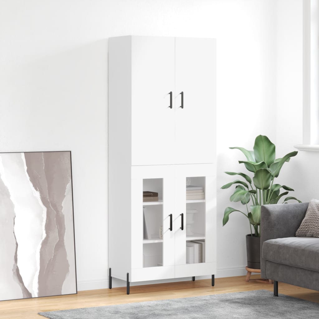 vidaXL Credenza Bianca 69,5x34x180 cm in Legno Multistrato