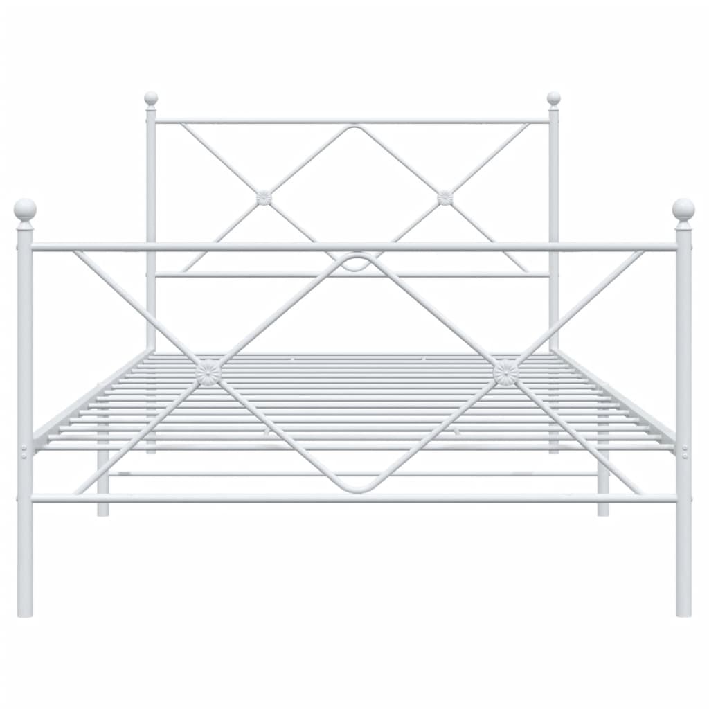 vidaXL Giroletto con Testiera e Pediera Metallo Bianco 100x200 cm