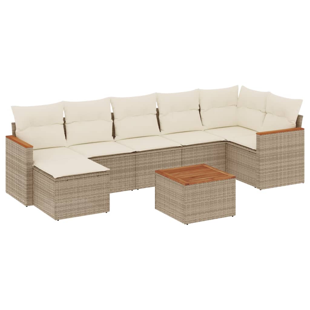 vidaXL Set Divano da Giardino 8 pz con Cuscini Beige in Polyrattan