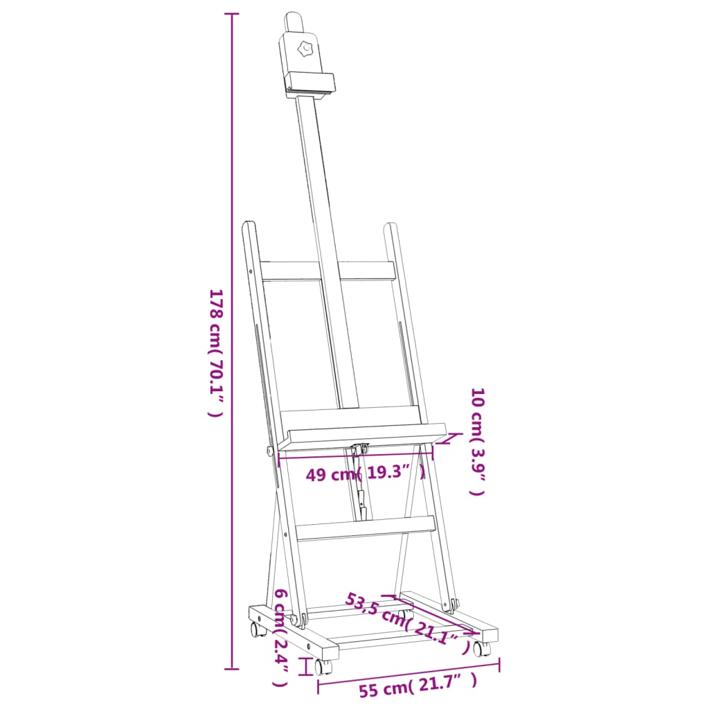 vidaXL Cavalletto 55x53,5x178 cm in Legno Massello di Faggio