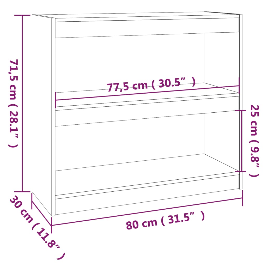 vidaXL Libreria/Divisorio Nero 80x30x71,5 cm in Legno Massello di Pino