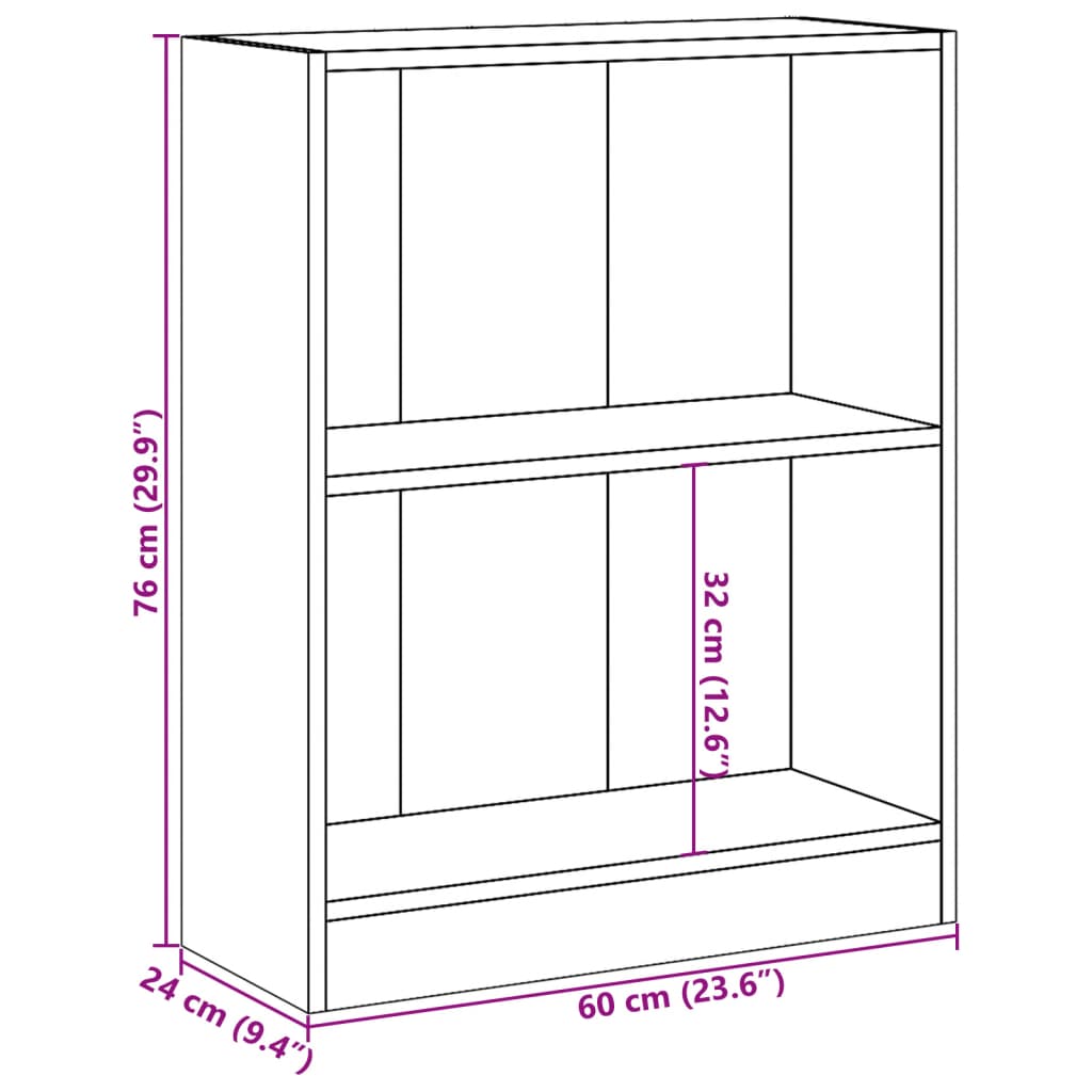 vidaXL Libreria Grigio Cemento 60x24x76 cm in Legno Multistrato