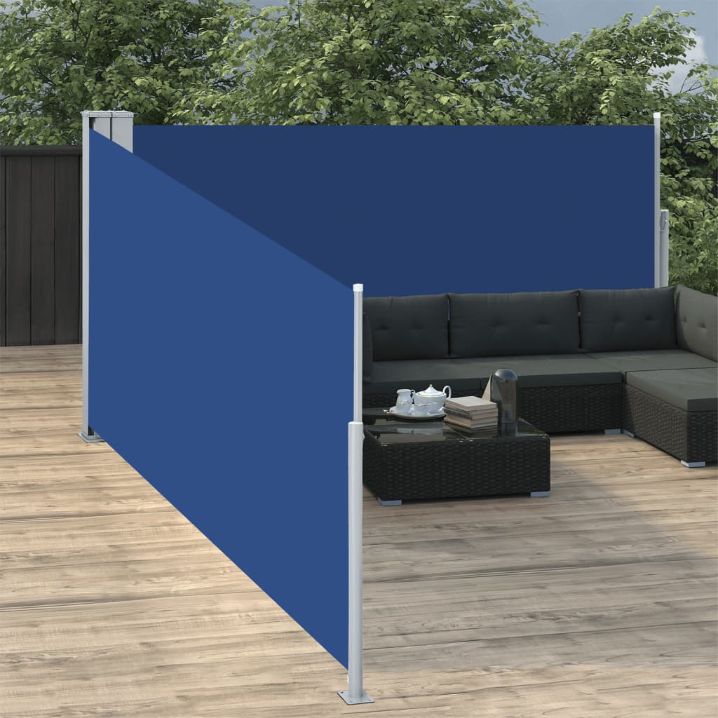 vidaXL Tenda da Sole Laterale Retrattile Blu 120x1000 cm