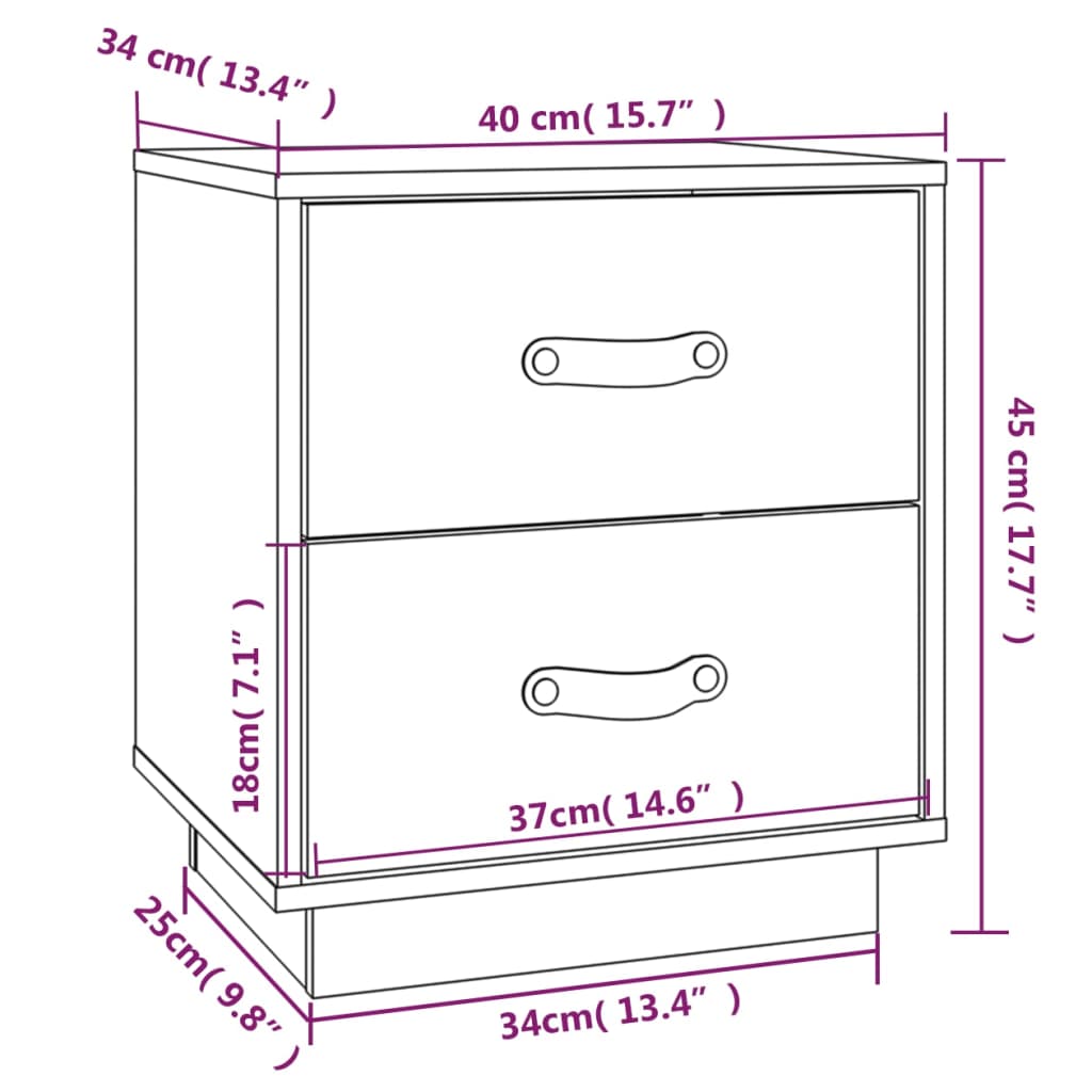  vidaXL Comodini 2 pz Ambrati 40x34x45 cm in Legno Massello di Pino