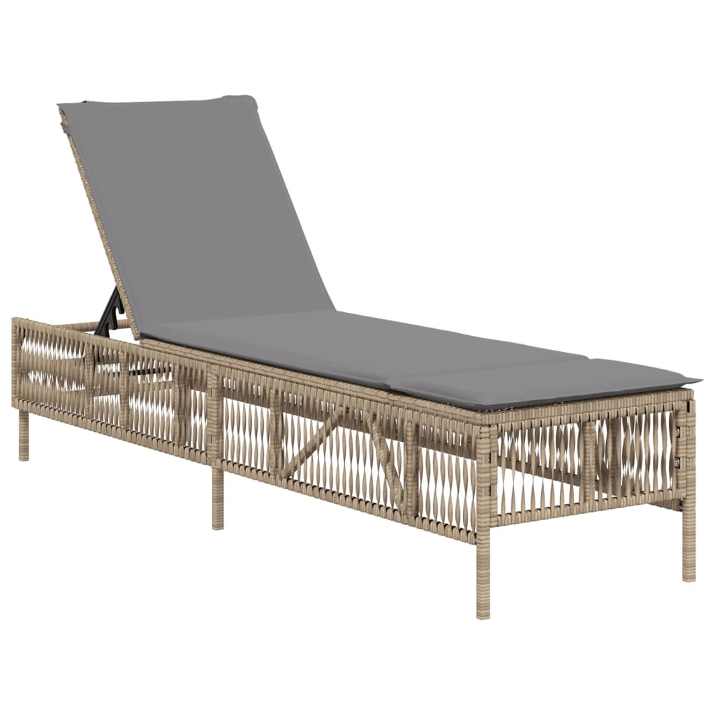 vidaXL Lettini Prendisole 2 pz con Cuscini Beige in Polyrattan