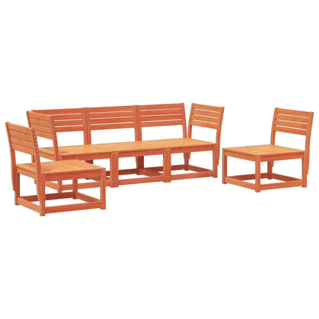 vidaXL Set Divani da Giardino 5 pz Marrone Cera Legno Massello Pino