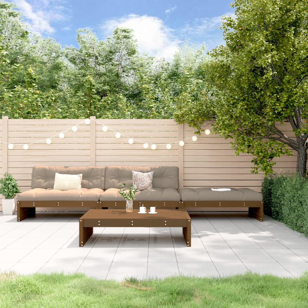 vidaXL Set Divani da Giardino 4 pz con Cuscini in Legno Massello ambra