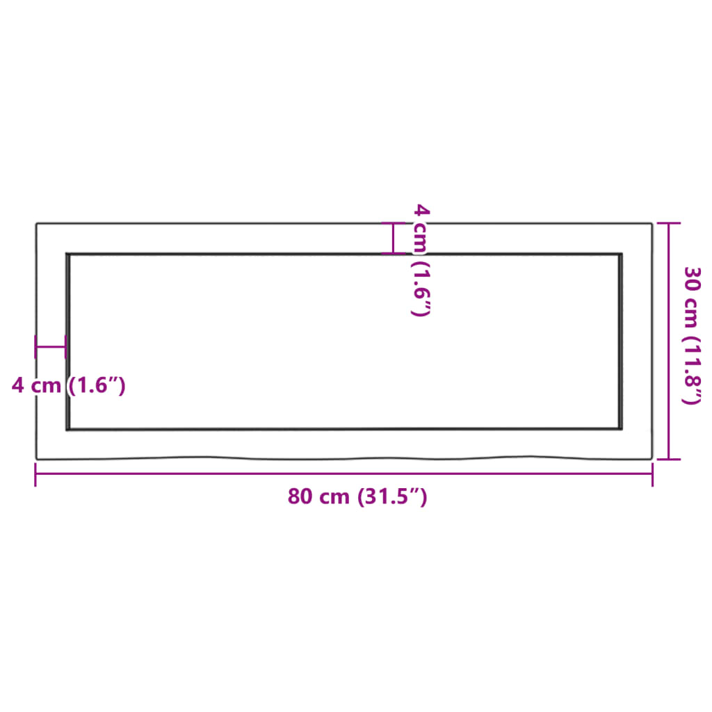 vidaXL Ripiano Marrone Scuro 80x30x(2-6) cm Massello Rovere Trattato