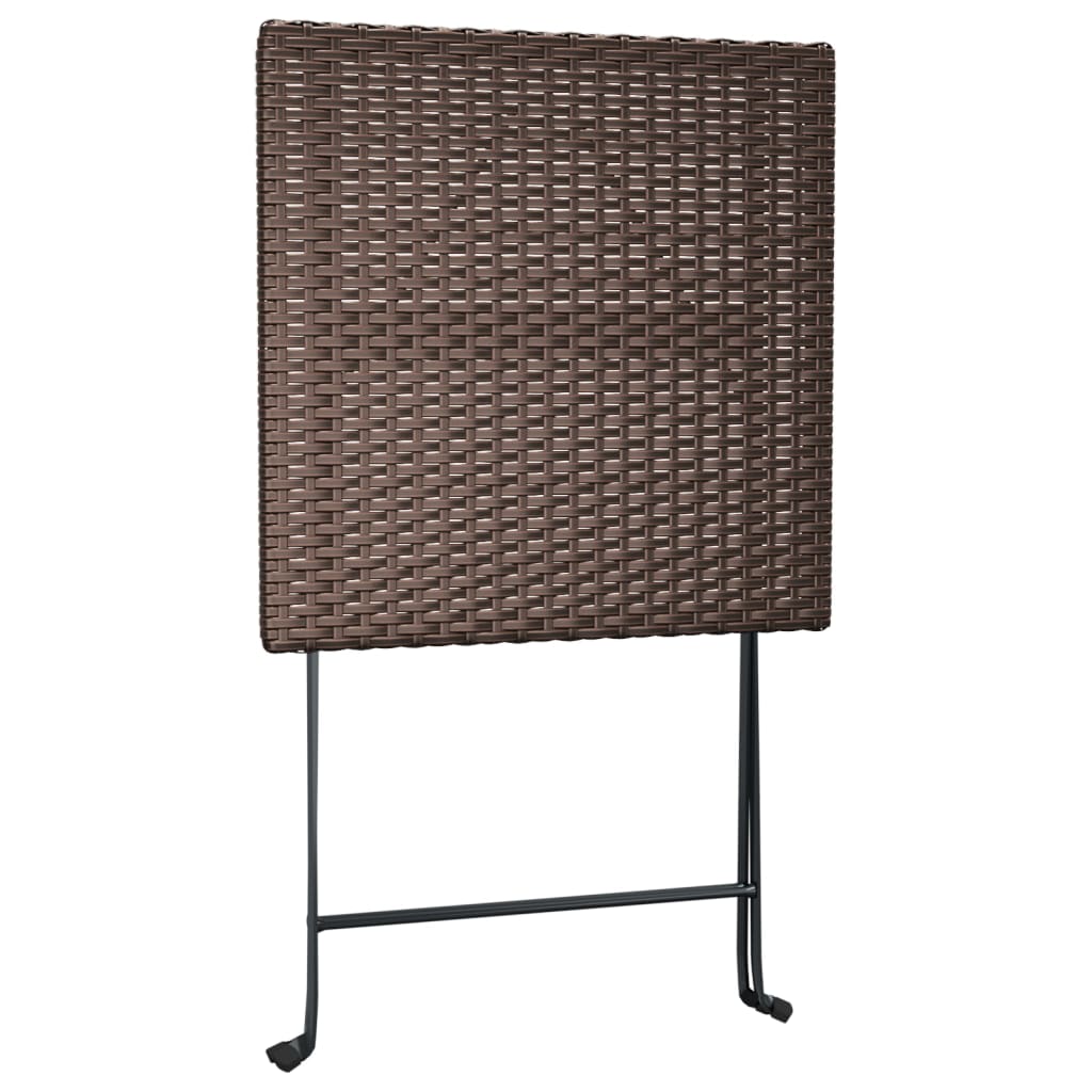 vidaXL Tavolo Pieghevole da Bistrò Marrone 55x54x71 cm Polyrattan