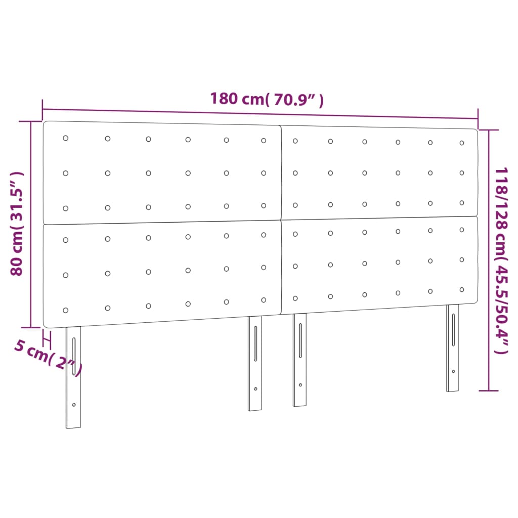 vidaXL Testiera a LED Crema 180x5x118/128 cm in Similpelle