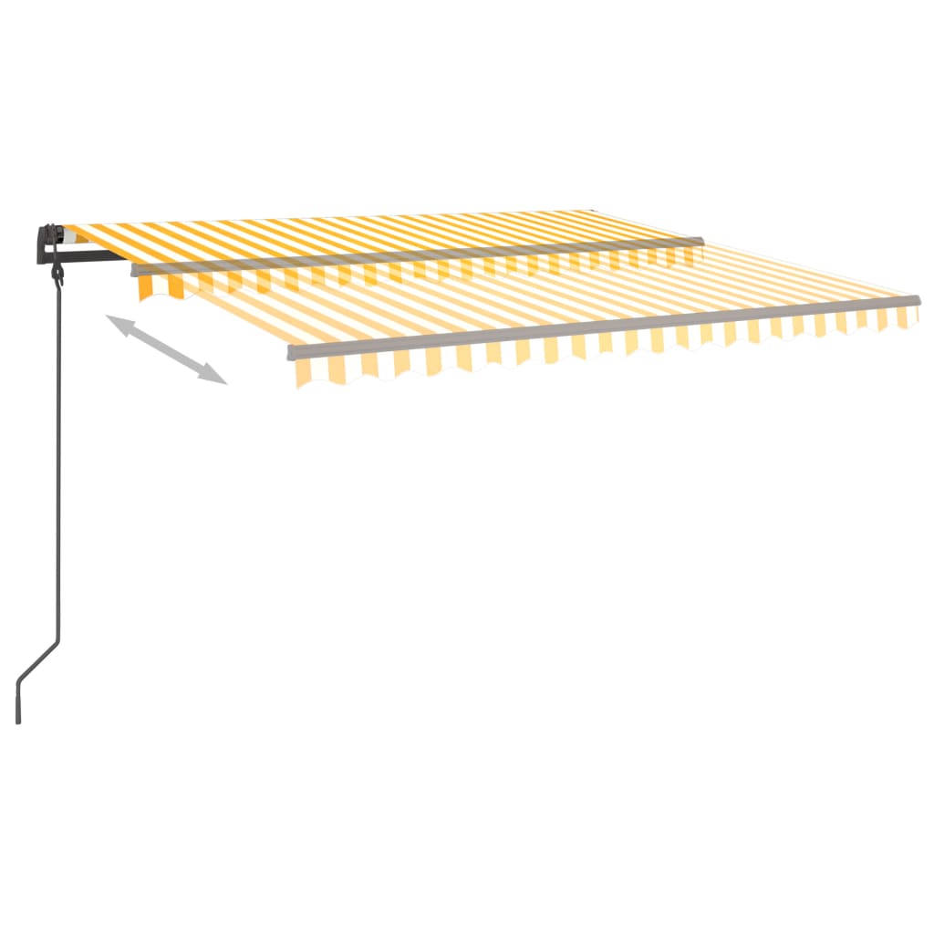 vidaXL Tenda da Sole Retrattile Manuale con LED 5x3,5 m Gialla Bianca