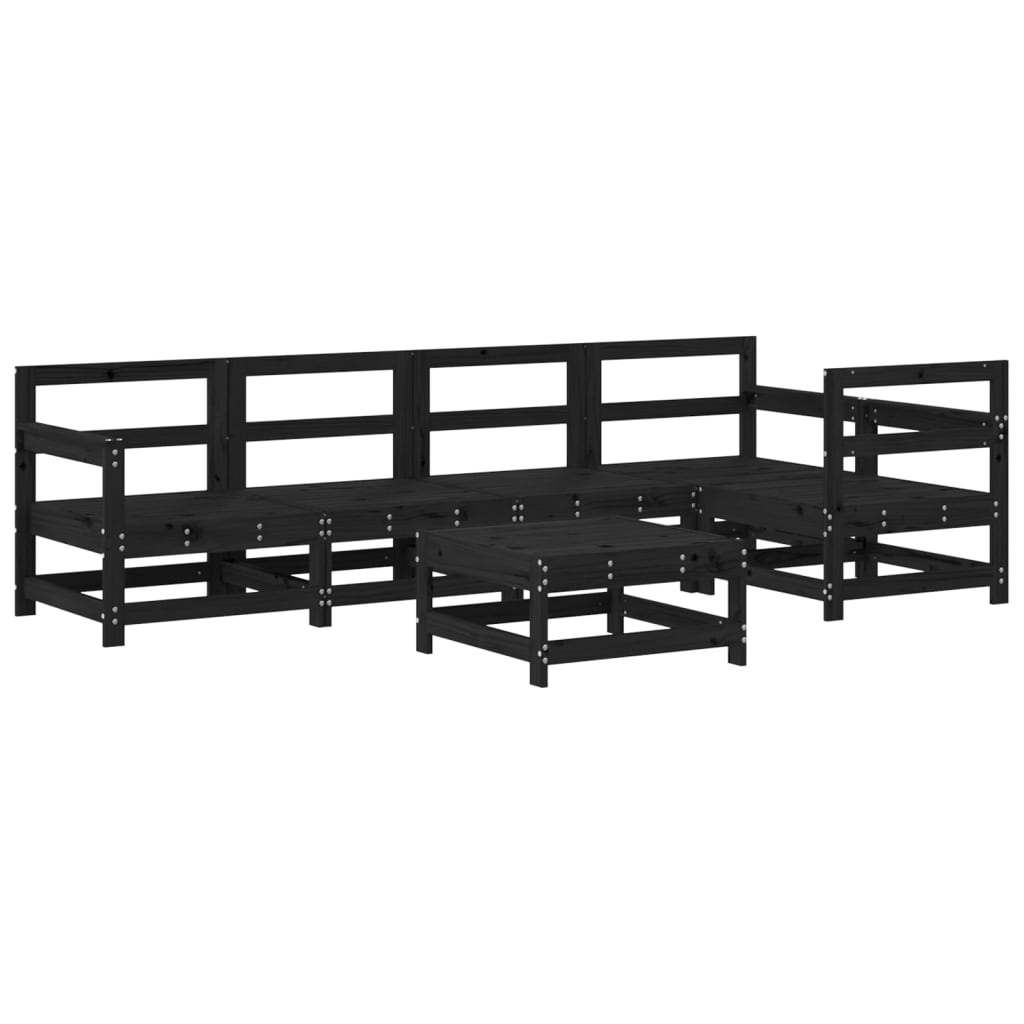 vidaXL Set Divani da Giardino 6 pz con Cuscini in Legno Massello Nero