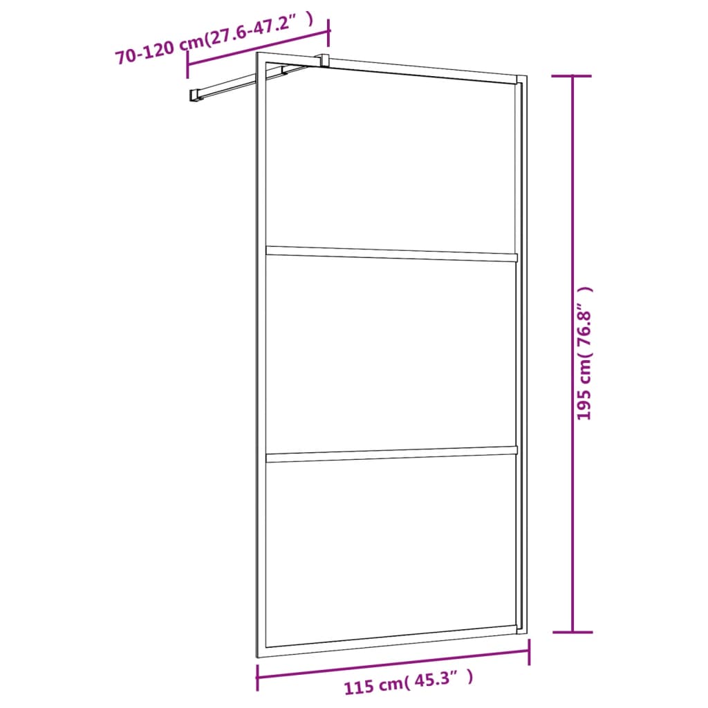 vidaXL Parete per Doccia Walk-in Vetro Trasparente ESG 115x195cm Rossa