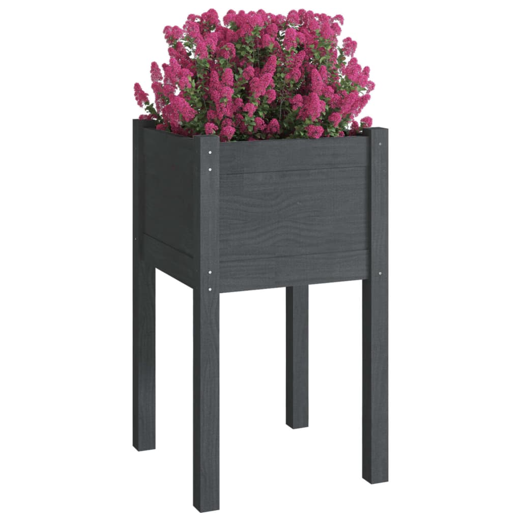 vidaXL Fioriere da Giardino 2 pz Grigie 40x40x70 cm in Legno di Pino