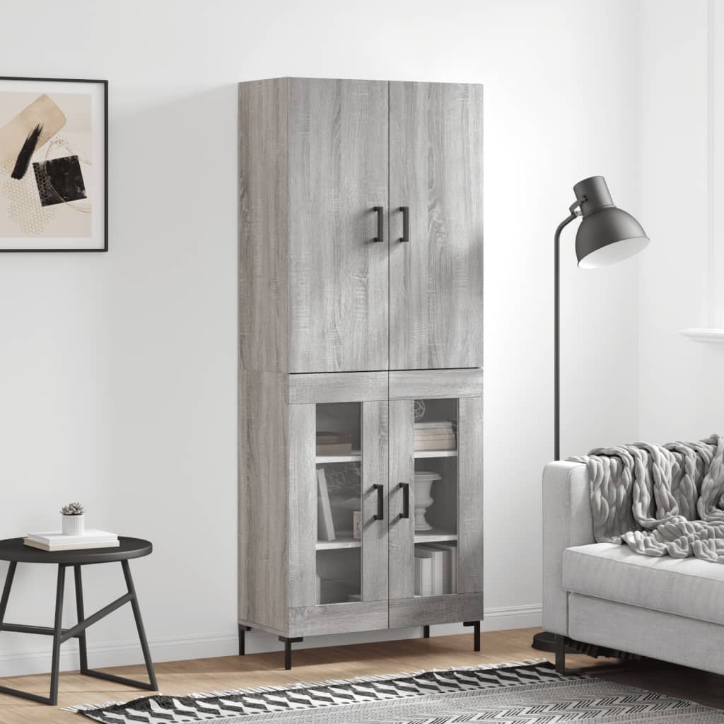 vidaXL Credenza Grigio Sonoma 69,5x34x180 cm in Legno Multistrato