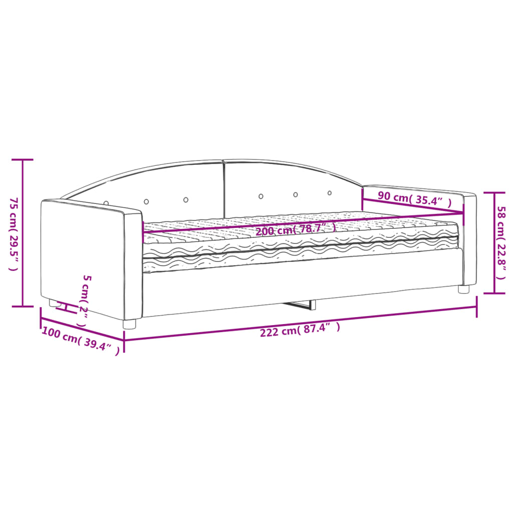 vidaXL Divano Letto con Materasso Grigio Chiaro 90x200 cm in Velluto