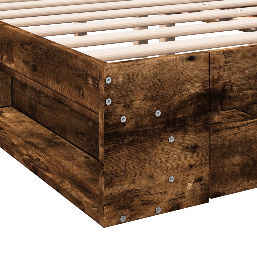 vidaXL Giroletto con Cassetti Rovere Fumo 140x190 cm Legno Multistrato