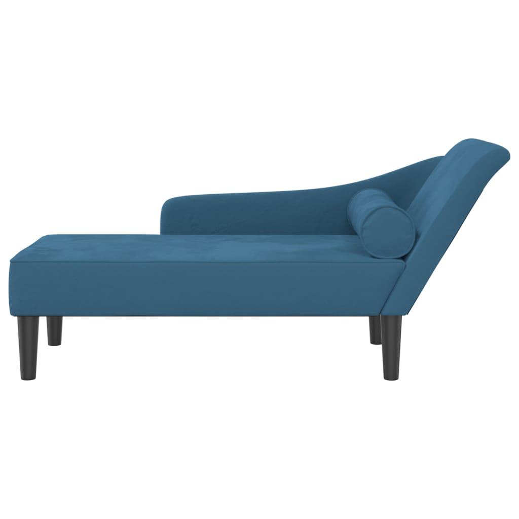 vidaXL Chaise Longue con Cuscini Blu in Velluto